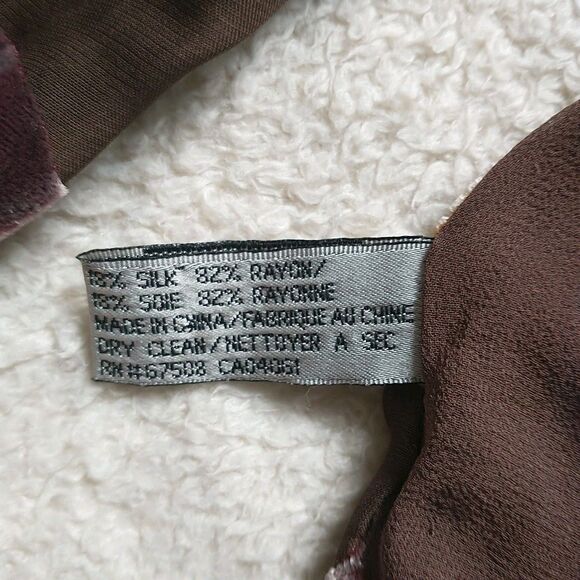 Elaine Gold Collection XIIX Scarf Brown Floral Silk Blend Velvet Burnout Fairy - Picture 7 of 7